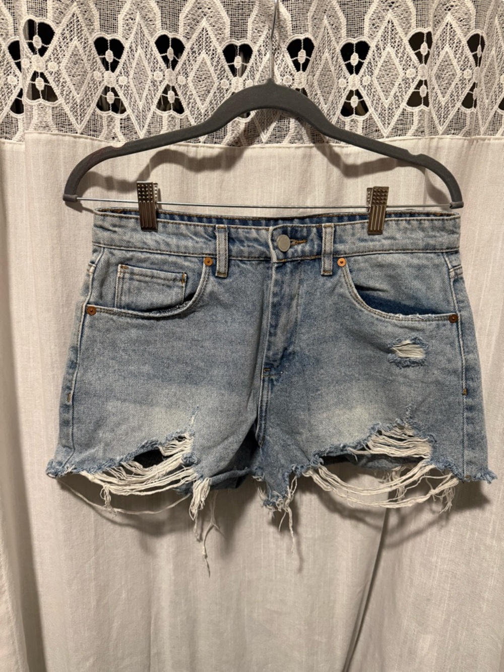 Blank NYC Women’s Distressed Light Blue Denim Shorts